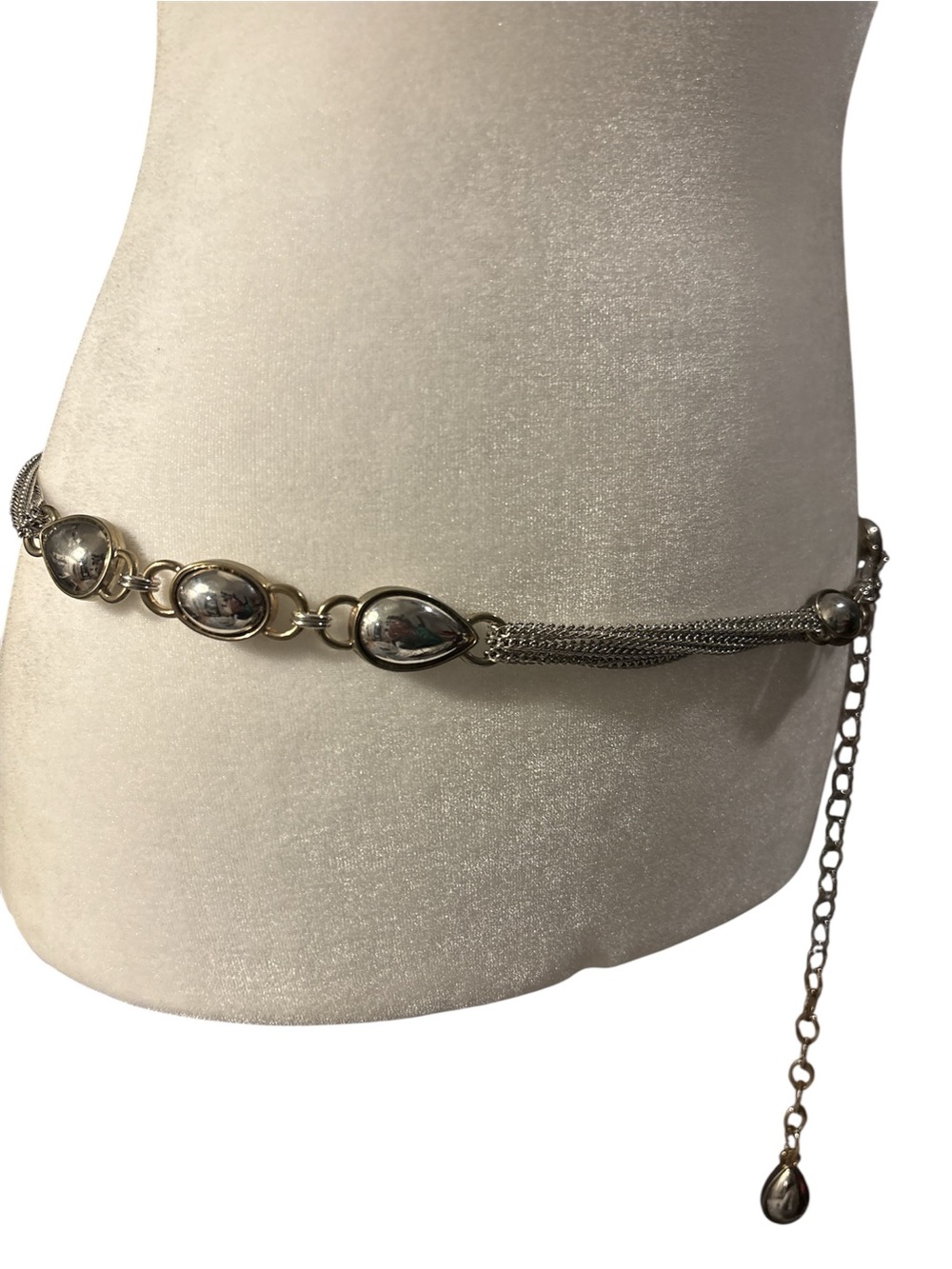 Anne Klein chain belt silver-toned oval links layered metal chain M-L - Picture 3 of 6